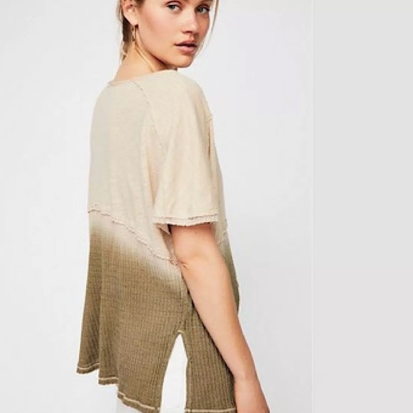 Free People We The Free Sun Dial Tee Top Sand Combo Small Bohemian Oversized - Picture 2 of 16